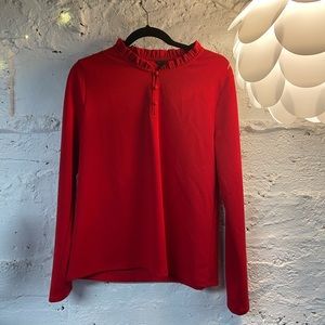 Red Ann Taylor ruffle neck